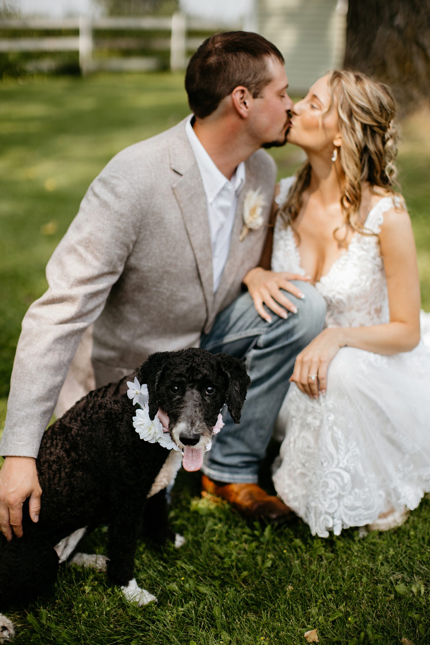 We took photos of the bride and groom around the venue at Prairie Meadows.