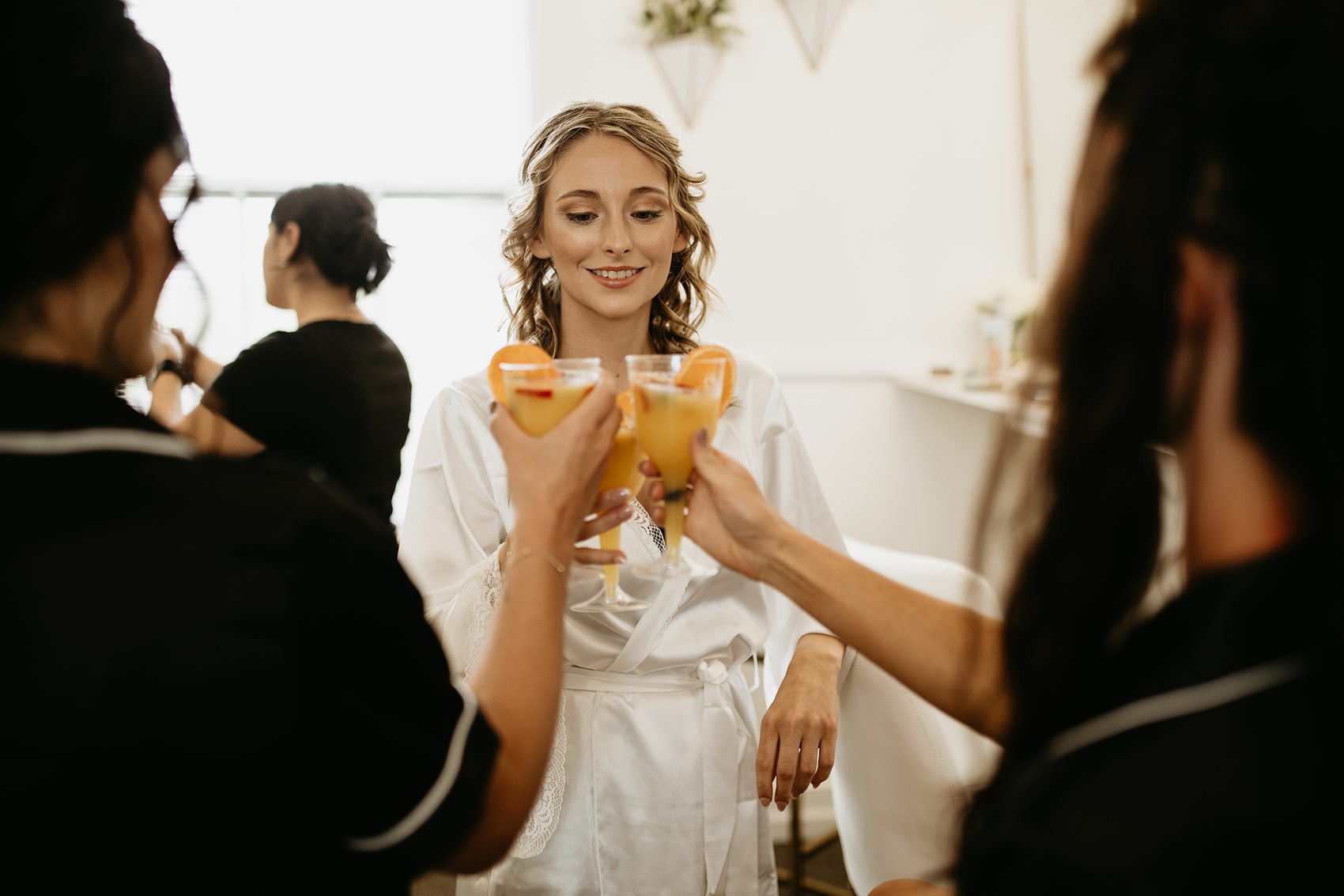 The bride and bridesmaids got ready in the Prairie Meadows Venue bridal suite