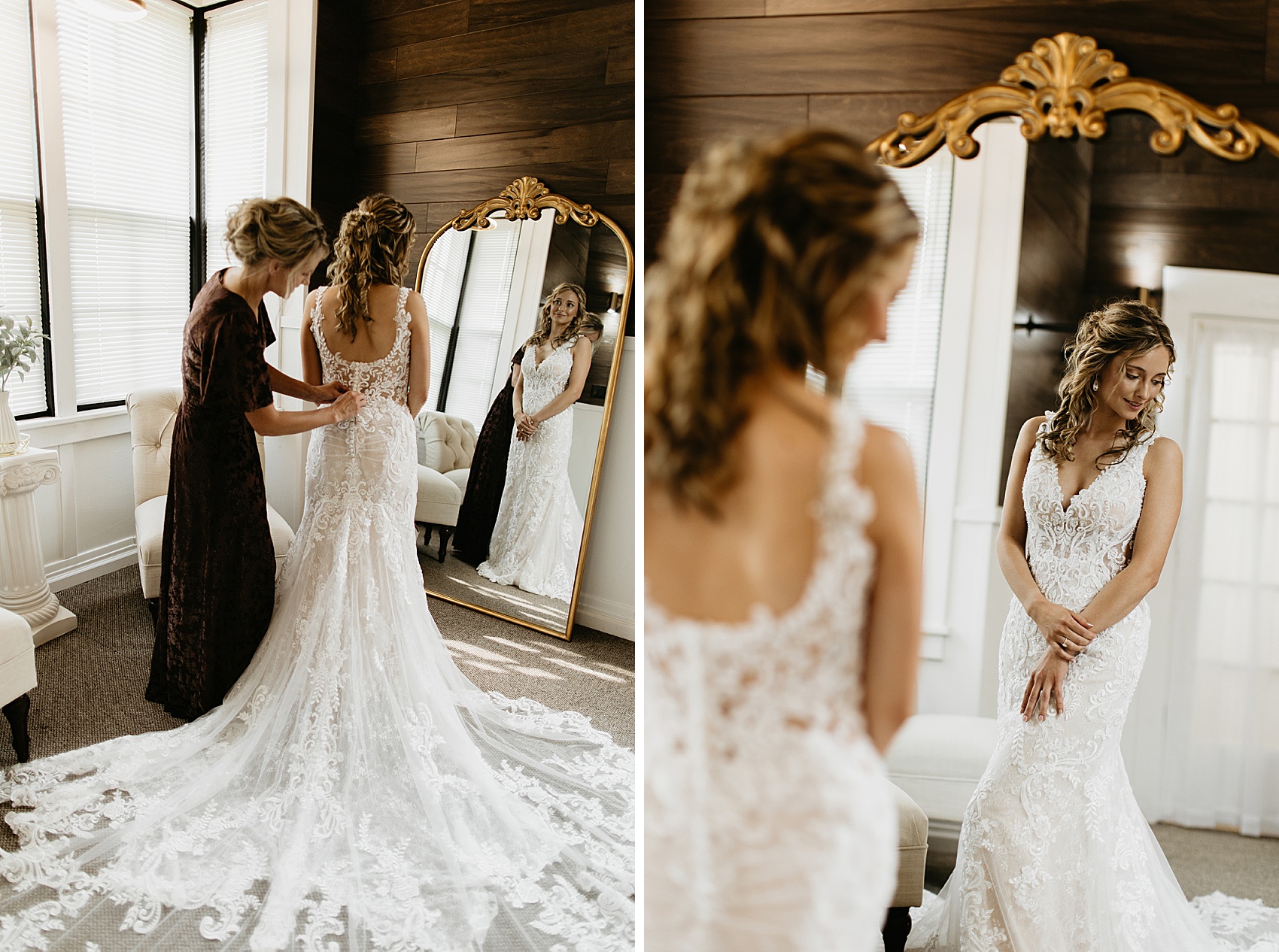 The bride and bridesmaids got ready in the Prairie Meadows Venue bridal suite