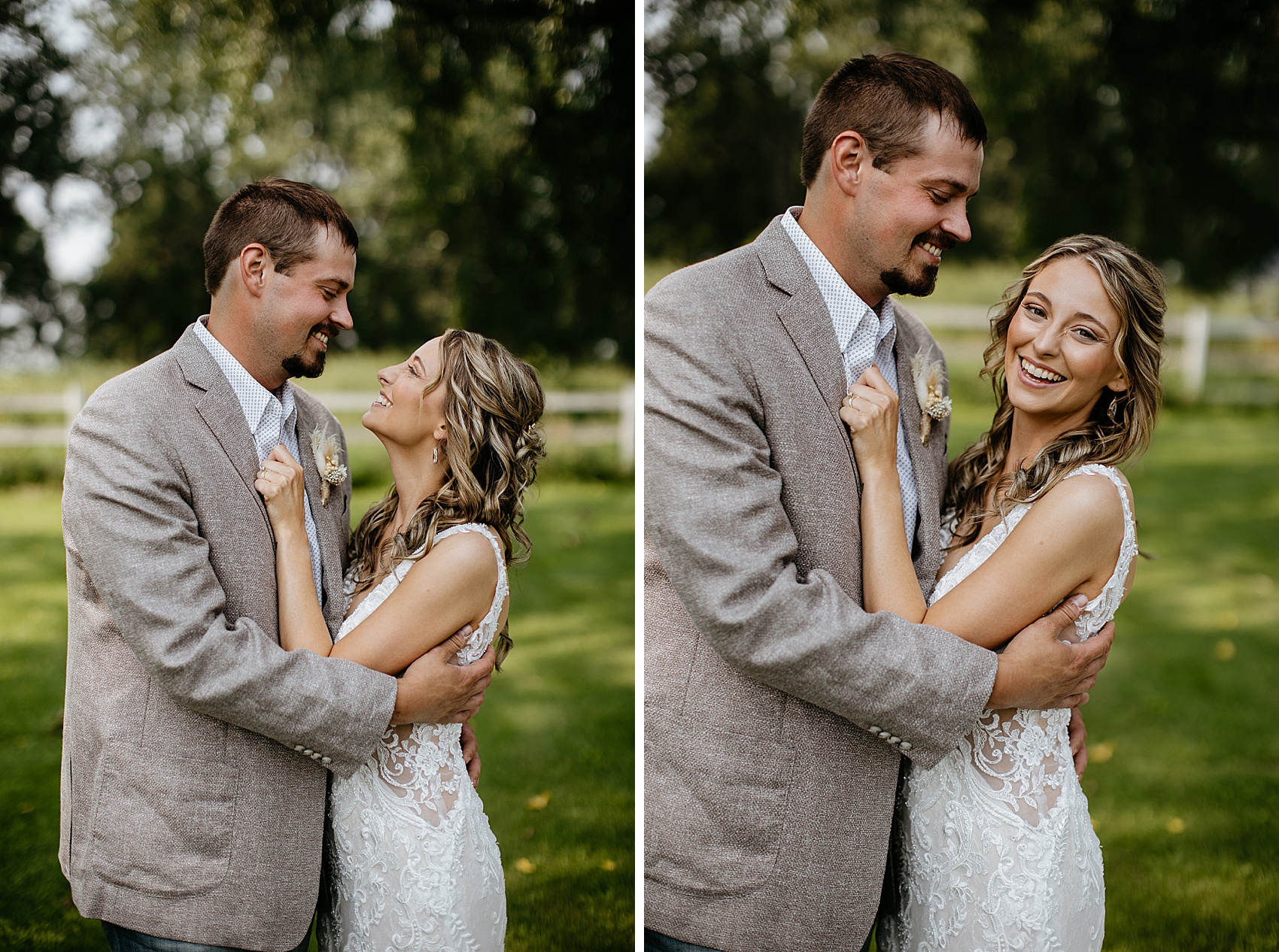 We took photos of the bride and groom around the venue at Prairie Meadows.