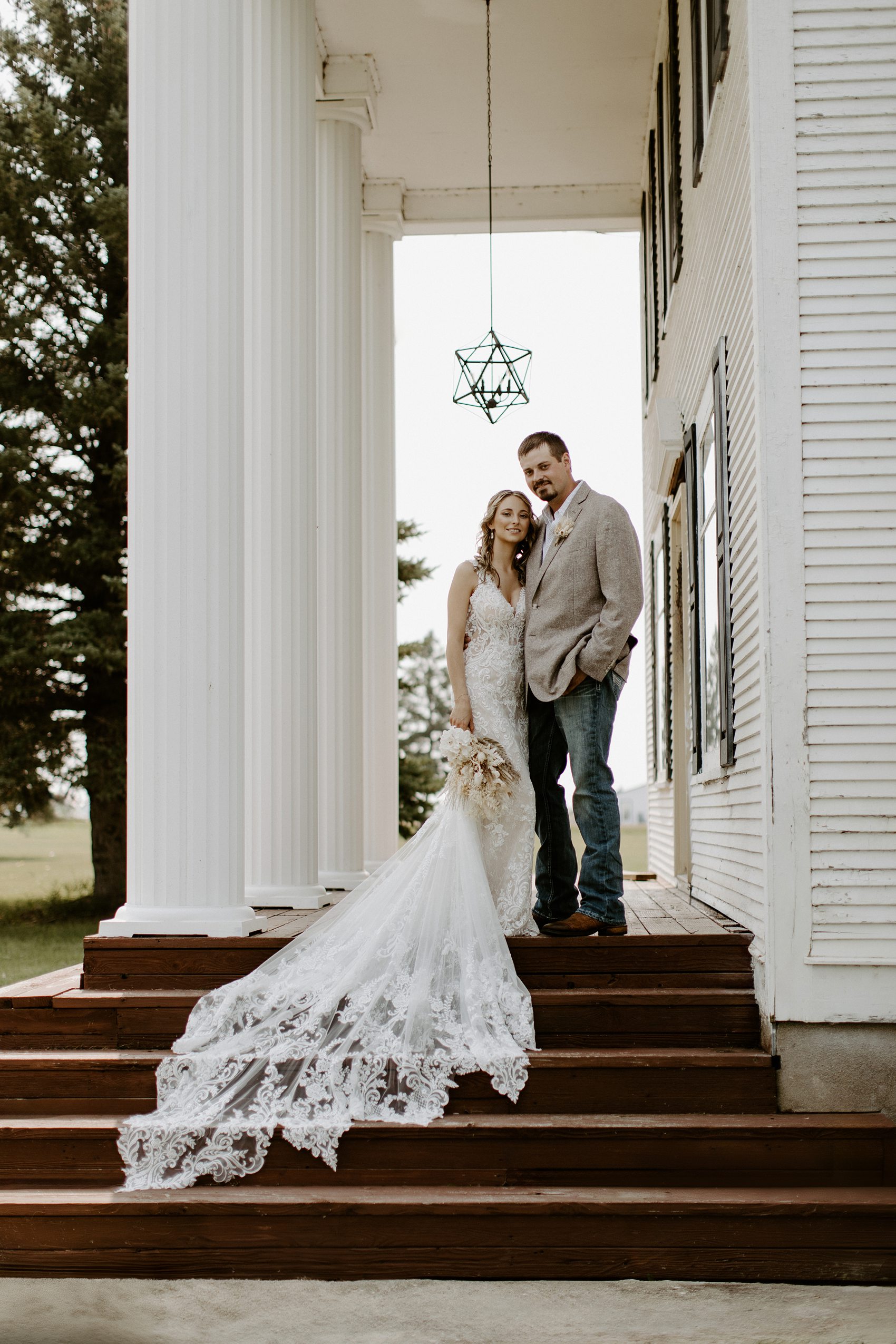 We took photos of the bride and groom around the venue at Prairie Meadows.