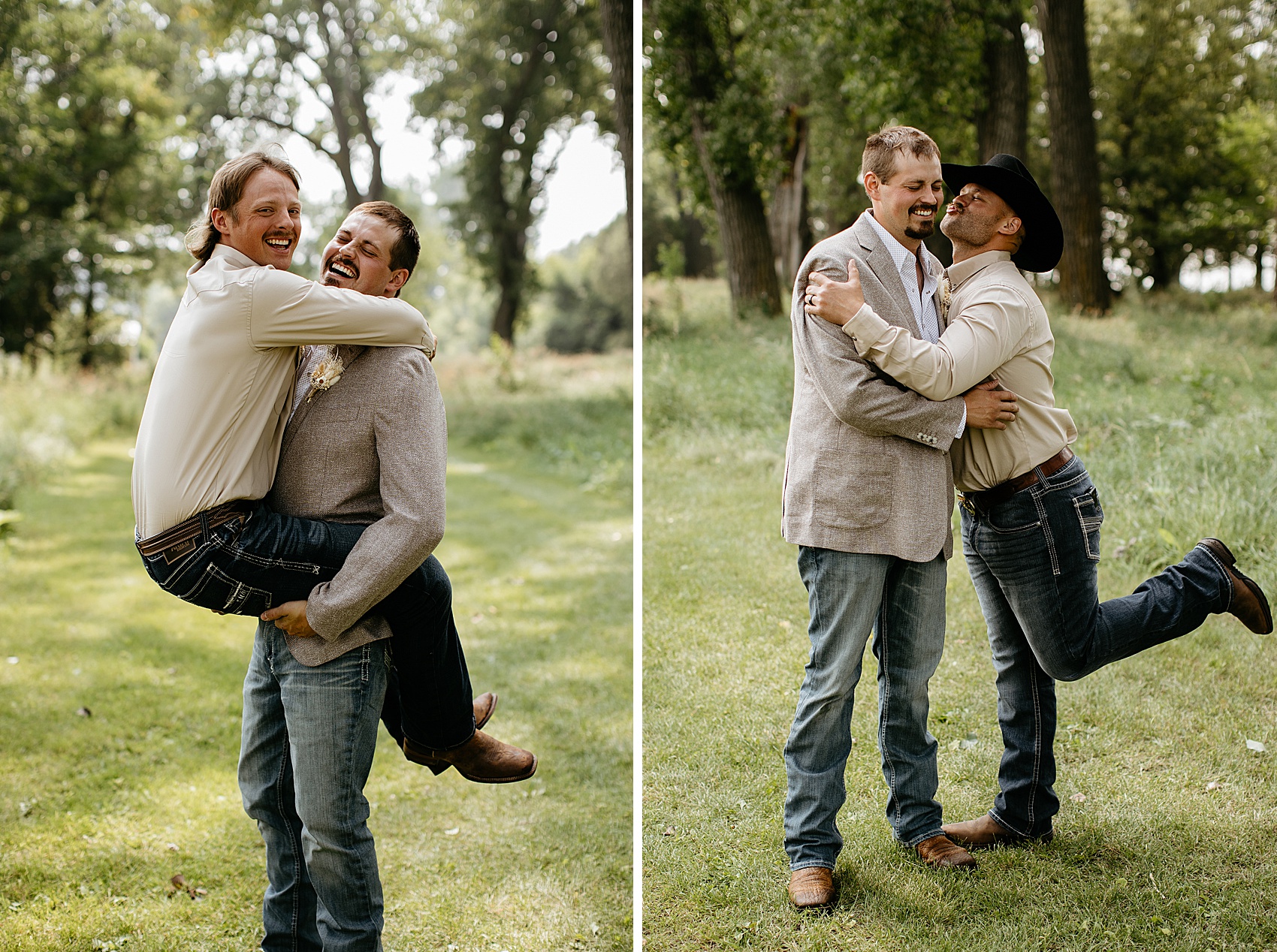 The wedding party was the perfect mix of boho and western for this Prairie Meadows Venue wedding.