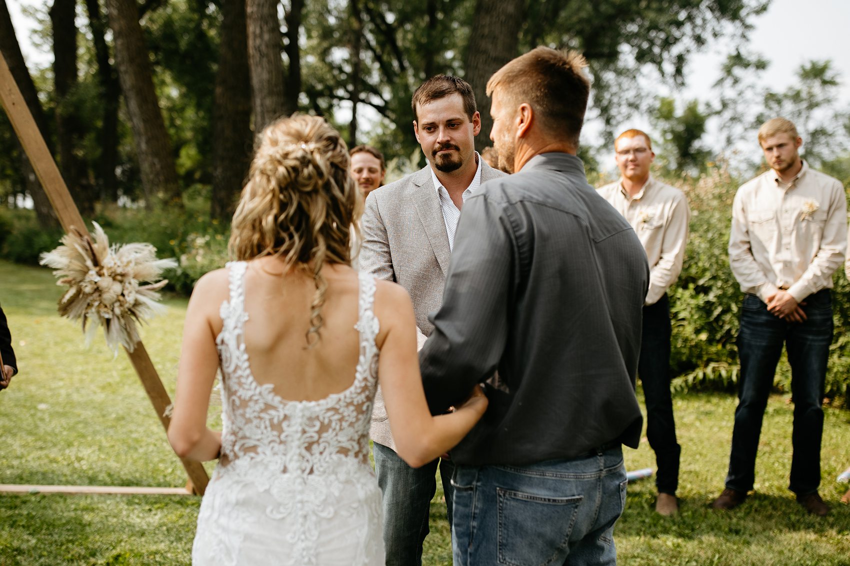 The wedding ceremony at Prairie Meadows Venue was beautiful.