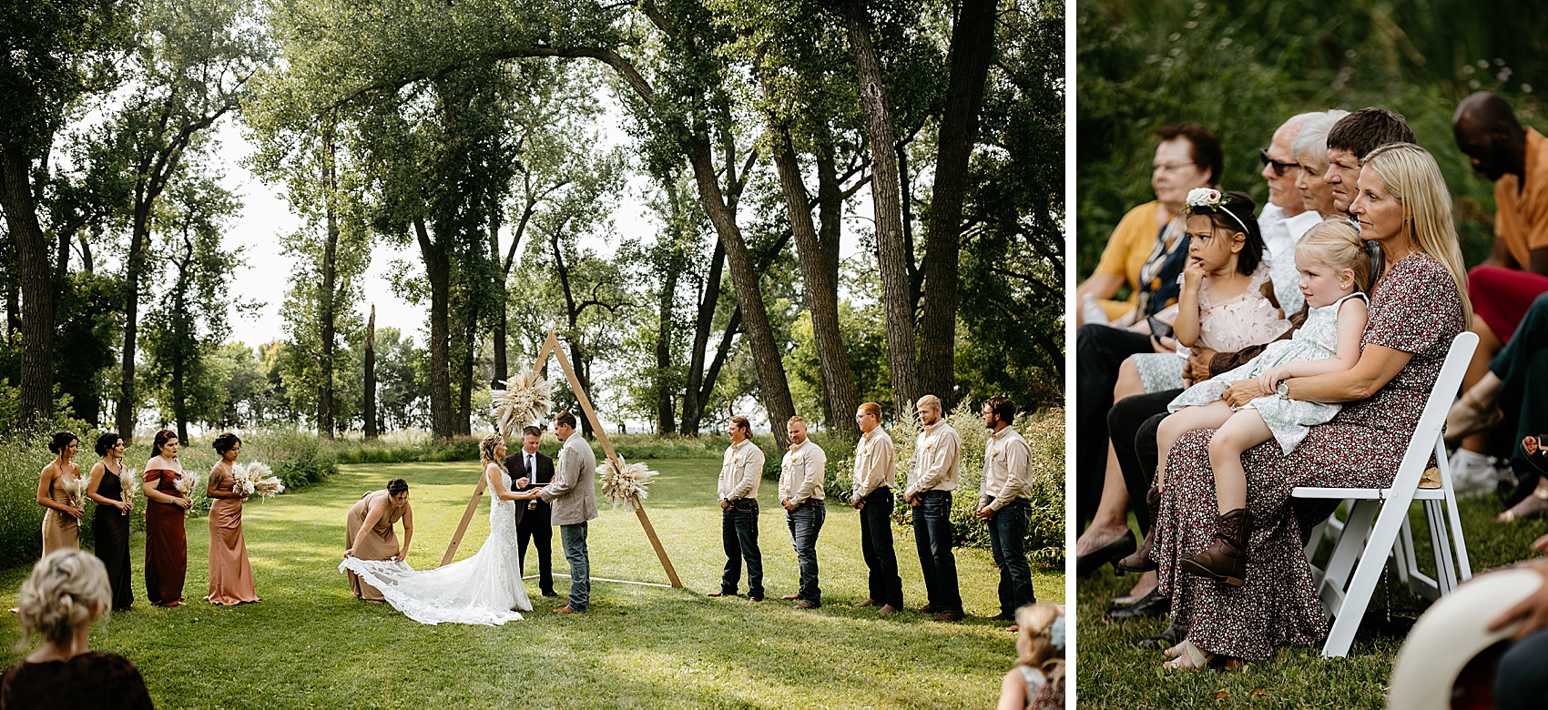 The wedding ceremony at Prairie Meadows Venue was beautiful.