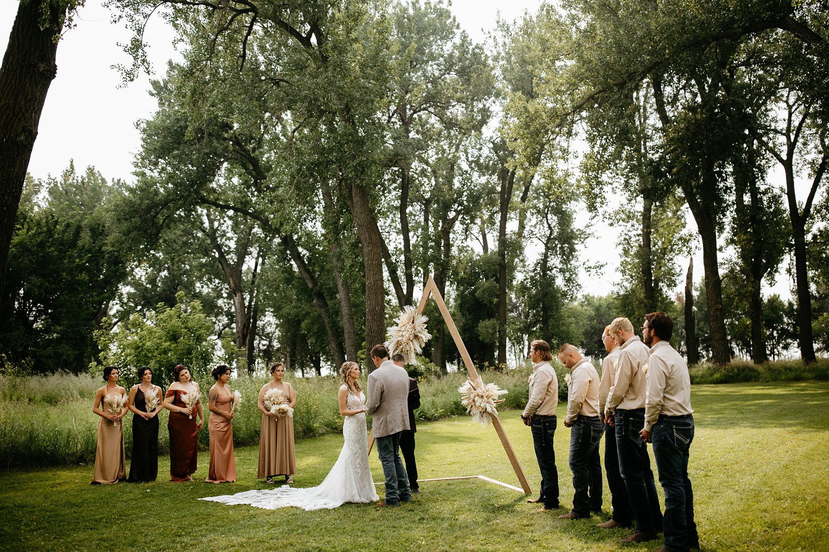 The wedding ceremony at Prairie Meadows Venue was beautiful.