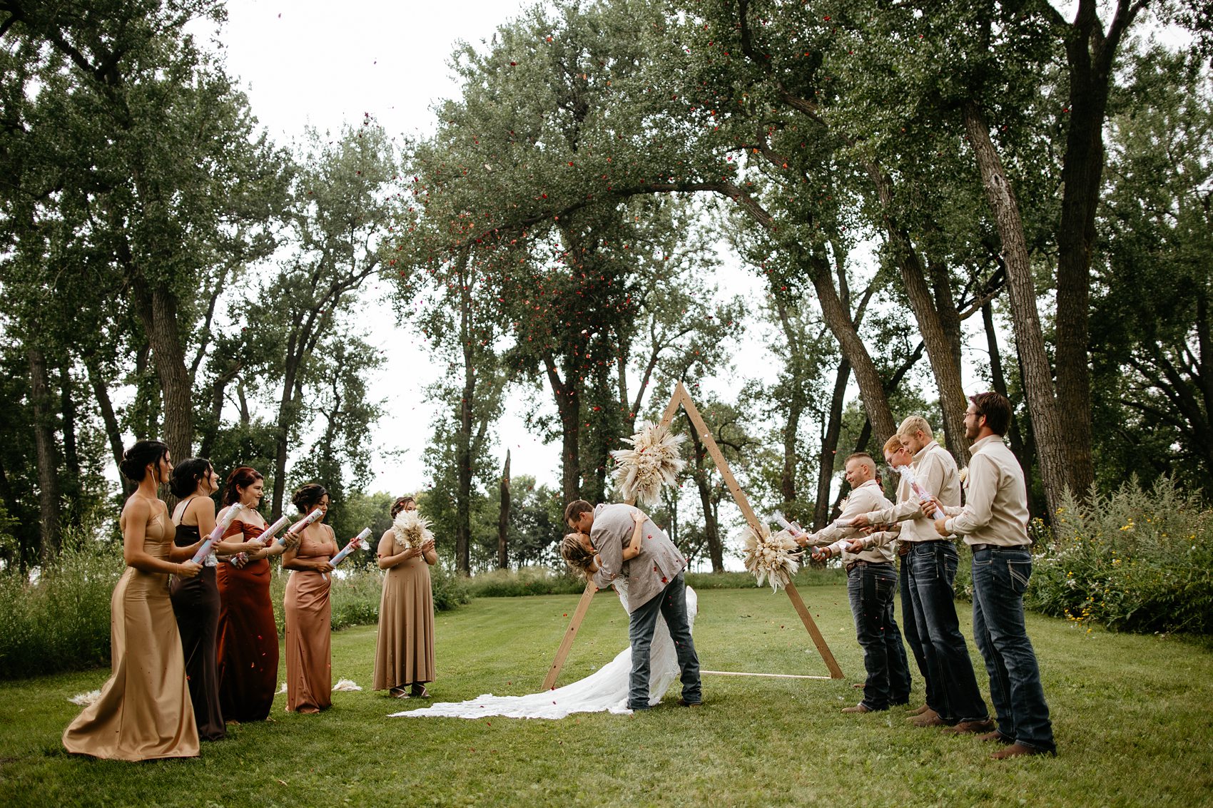 The wedding ceremony at Prairie Meadows Venue was beautiful.