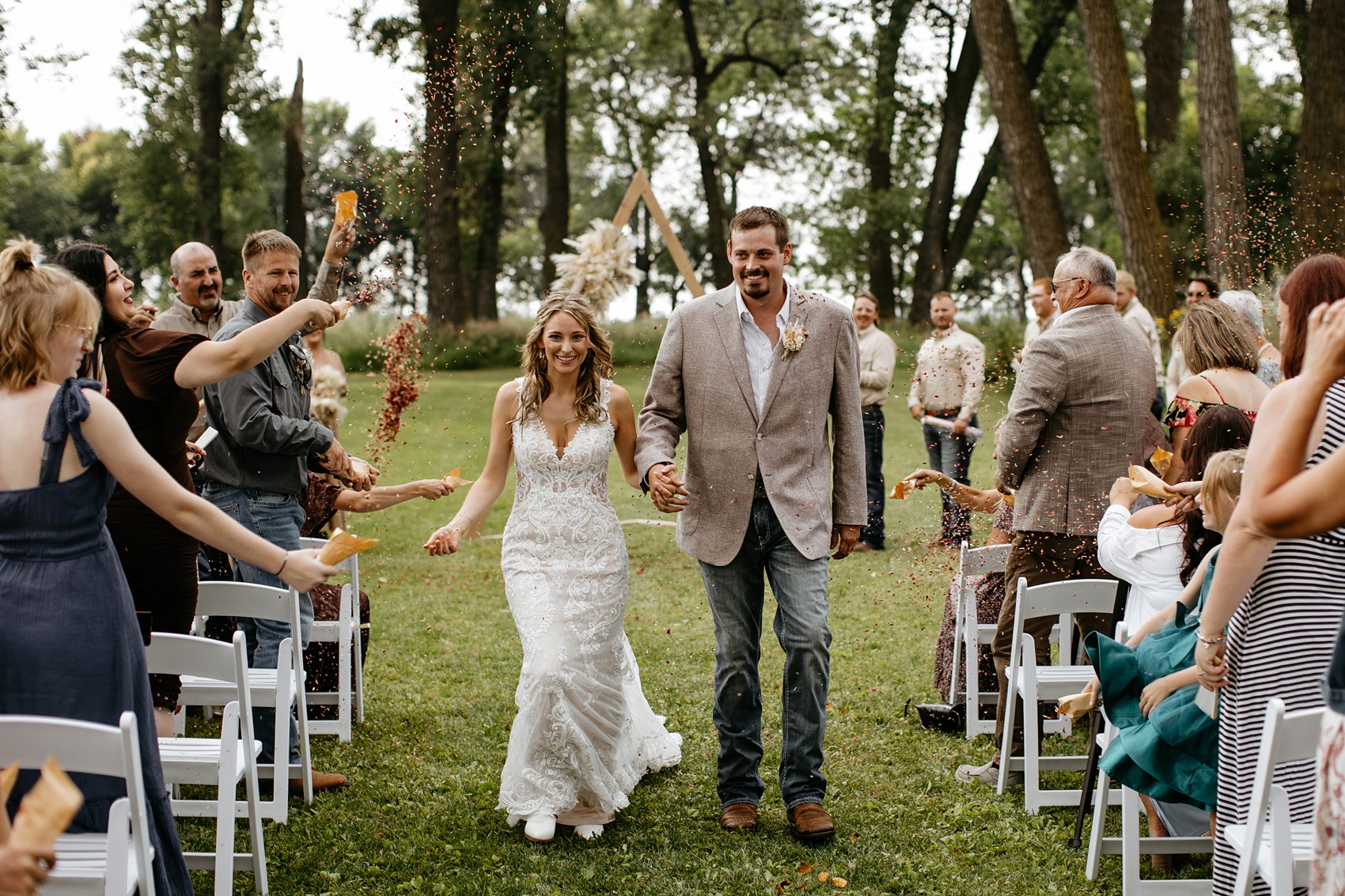 The wedding ceremony at Prairie Meadows Venue was beautiful.