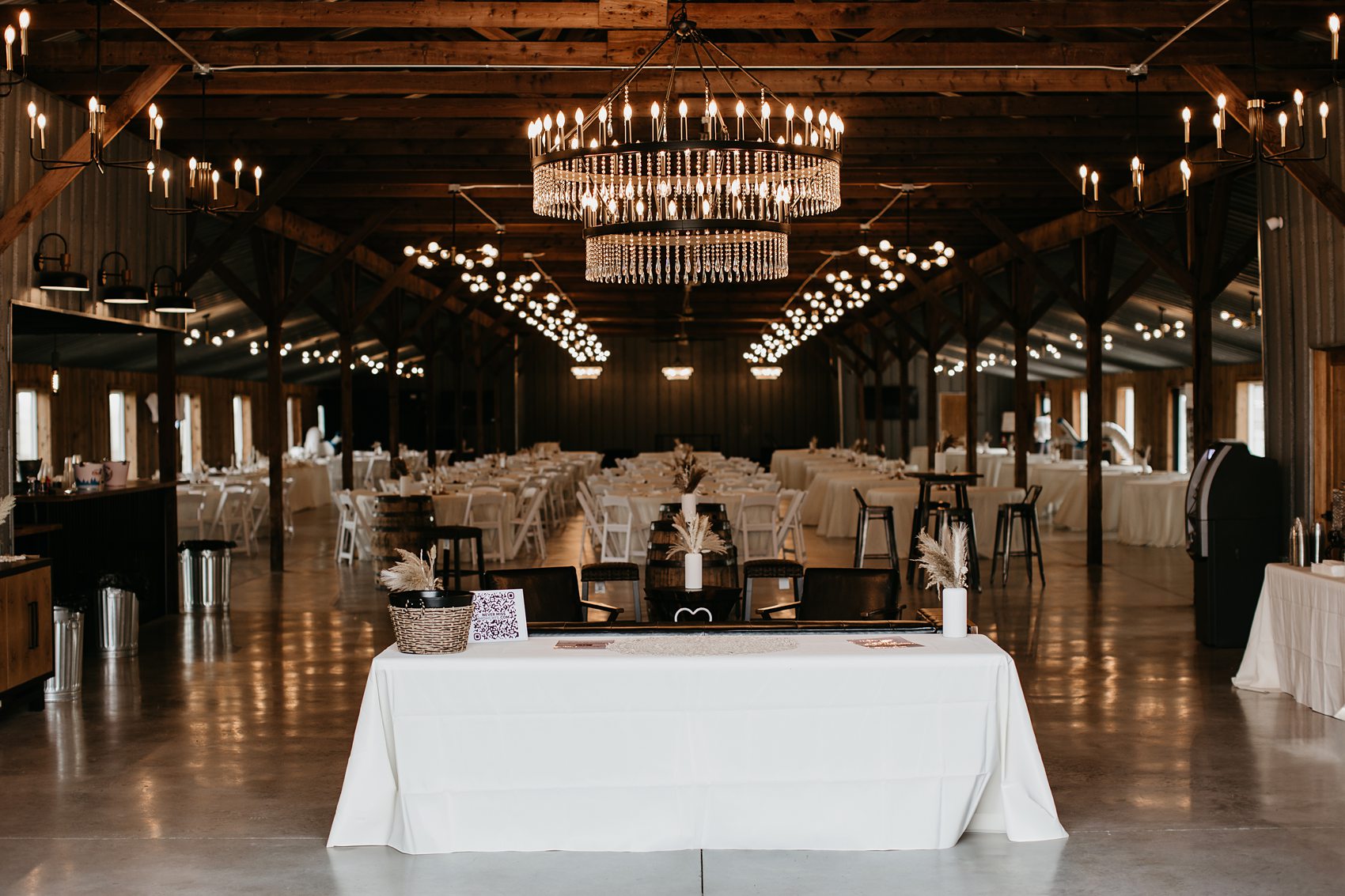 The reception area at Prairie Meadows Venue was decorated to perfection.