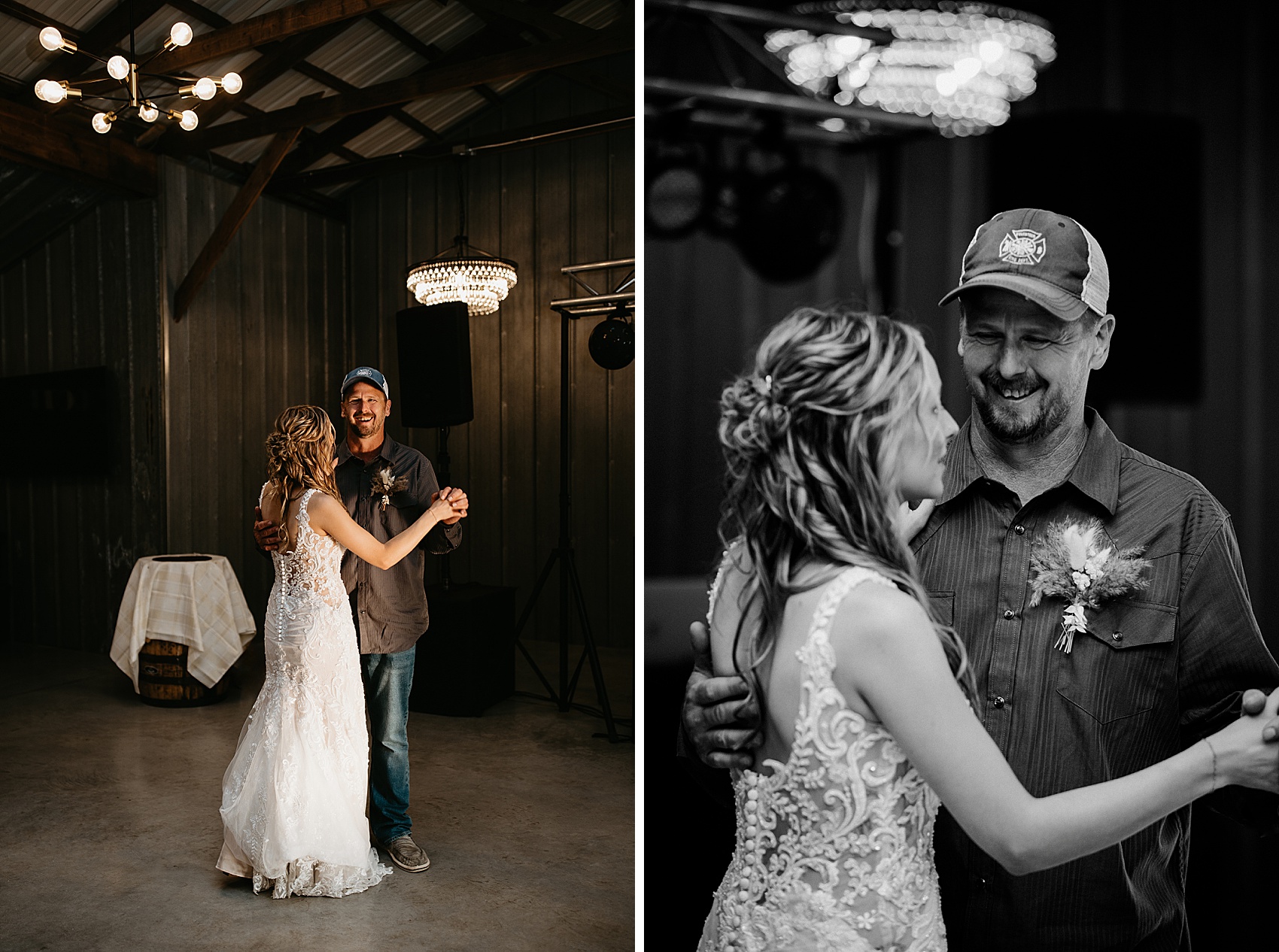 The bride and groom's first dances at Prairie Meadows Wedding Venue